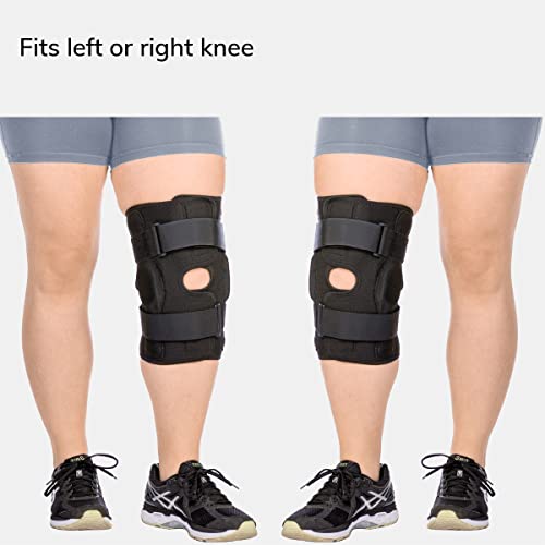BraceAbility Torn Meniscus ROM Knee Brace - Hinged Post Surgery Support with Flexion Extension Control for Hyperextension and Locking Treatment, Ligament PCL or ACL Tears, Osteoarthritis Relief (L)