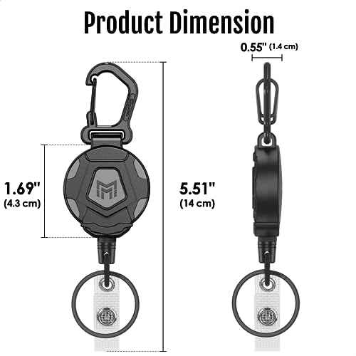 MNGARISTA 4-Pack Retractable Keychain, Heavy Duty Carabiner Badge Holder, Tactical ID Badge Reel with 31.5¡± Steel Retractable Cord, 8.0 oz