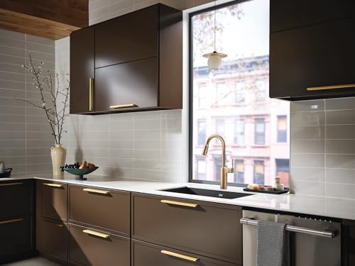 Moen Inara Bronzed Gold Spring Pulldown Kitchen Faucet with Pre-Rinse and Power Boost, Modern Kitchen Faucet, One-Handle Easy Installation, 87863BZG
