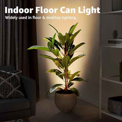 SUNVIE 2 Pack Up Lights Indoor Floor Can Light, Uplighting Indoor Spotlight Accent Lighting with 2700K GU10 LED Bulbs, 5W Uplights Floor Spot Light for Home Plant, 5.9 FT Plug Cord & Foot Switch