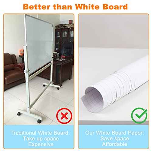 Nortix White Board Wallpaper, Whiteboard Contact Paper, 3 ft x 4 ft Super Sticky Whiteboard Sticker Wall Decal on Wall, Table, Doors, No Ghosting, 1 Piece (3x4ft)