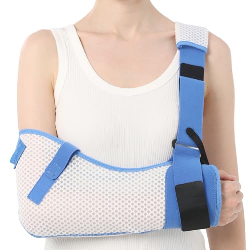 Arm Sling for Shoulder Injury with Waist Strap - Immobilizer Brace Support for Sleeping, Rotator Cuff Surgery (Mesh Version, Right, Large,40-51 inch)