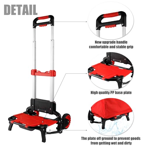 Folding Shopping Cart with Removable Waterproof Bag and Bungee Cord, Heavy Duty Push Cart with Mute Wheels, Portable Hand Truck for Shopping, Groceries, Travel and Office Use