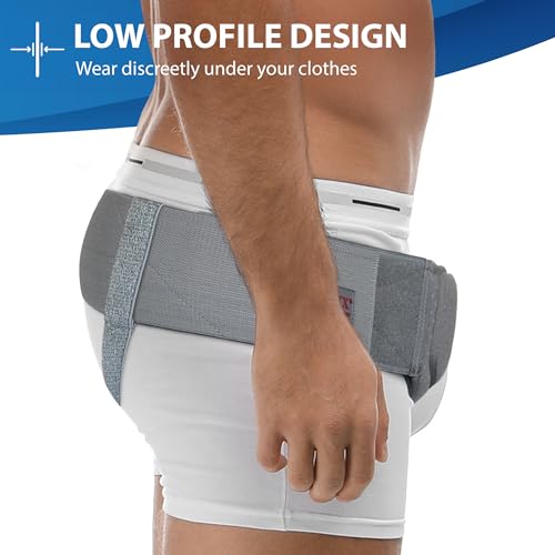 ORTONYX Inguinal Hernia Belt for Men and Women with Removable Compression Pad and Adjustable Waist Strap, Hernia Support Truss for Inguinal, Incisional Hernias, Left/Right Side - Gray S/M