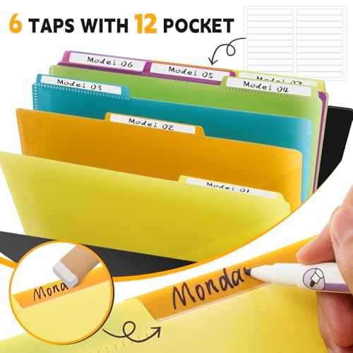 Yeaqee 8 Pack 24 Pocket Project Organizer Spiral Multi Pocket Folders Binder Organizer with Dividers Writable Tabs Zipper Pouch, Letter Size Plastic Folders for School Office
