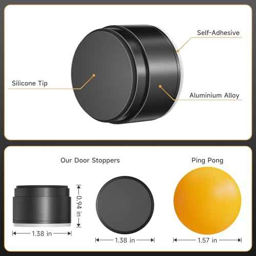 5PCS Door Stoppers for Wall Protector with Adhesive, Aluminum Door Knob Wall Protector, Spring Shock Absorption Technology, Door Bumpers for Walls, 1.38" Diameter, 0.94" Thickness