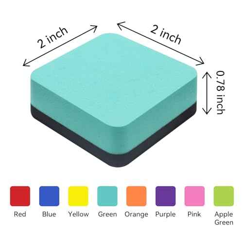 24 Pack Square Magnetic Whiteboard Erasers, Mini Dry Erase Board Erasers for Kids and Students, 8 Color