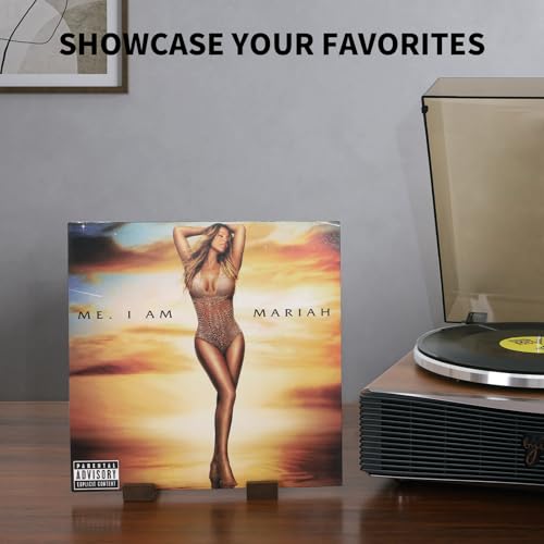 Solid Walnut Wood Record Holder - 3-Tier Organizer for 75 LPs with Now Playing Album Stand, Vinyl Storage Display for Living Room Decor