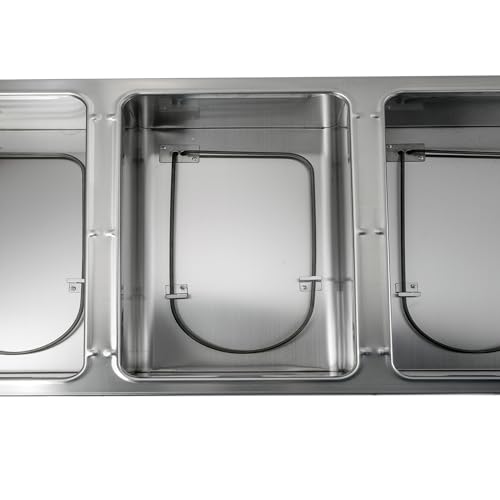 BevLes 3-Well Electric Steam Table, Heavy-Duty Stainless Steel, 240V, with Independent Temperature Controls, 12" x 20" Dry Well Openings, NSF-Certified Food Warmer, 3 Well, Silver