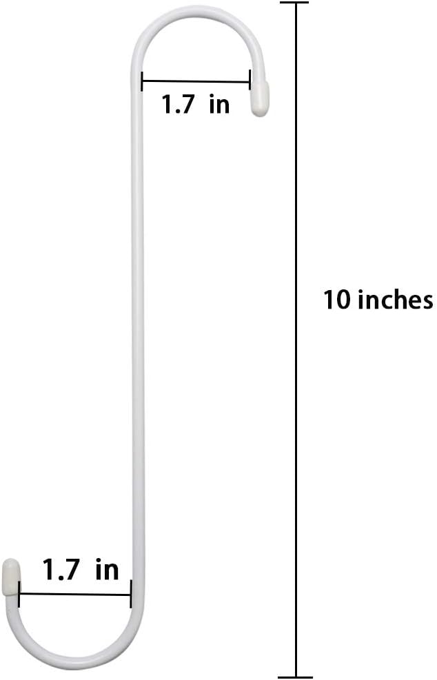 ESFUN 6 Pack 10 inch White Steel Heavy-Duty S Hooks for Kitchen, Bathroom, Garage, Outdoor, Hangers, Towel, Utility, Food, Wall Mount, Decoration, Key Holder, Hat, Plant