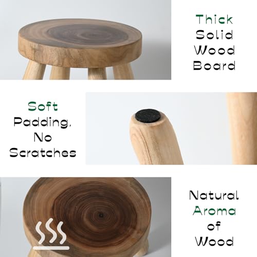 7 Inch Solid Wood Step Stool 2 Pack, Natural Growth Ring Wood for Adults, Kids and Toddlers, Simple Minimalist Riser for Plants and Home D?cor