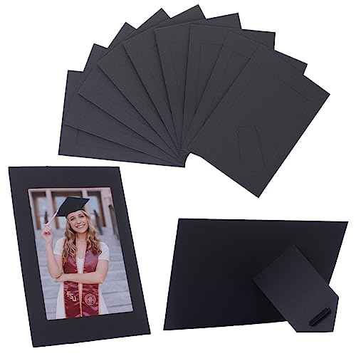 Meonua Paper Picture Frames for 4 x 6 Inch Inserts,Cardboard Photo Frame with Easel,Standing Paper Frames Bulk for DIY,Crafting,Classroom,Wedding,Graduation(200Count,Black)