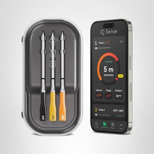 CHEF iQ Sense | Smart Wireless Meat Thermometer | 3 Ultra-Thin Probes | WiFi Unlimited Range | 1000°F Heat Safe | 5 Sensors | BBQ, Grill, Oven, Smoker, Air Fryer | Gen3