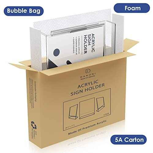 Clear Acrylic Sign Holder - 12Pack 8.5x11'' Flyer Document Brochure Display Holder with Vertical Slant Back for Office Desktop - Plastic Paper Holders for Restaurant Tabletop