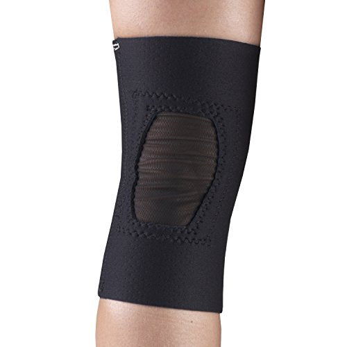 OTC Knee Support, Encircling Stabilizer Pad, Neoprene, Black, Medium