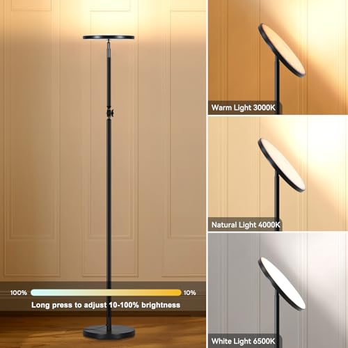 Floor Lamps for Living Room, 30W Super Bright LED Floor Lamp, Stepless Dimmable Tall Standing Lamp, Torchiere Floor Lamps with Touch Control, Modern Floor Lamp for Bedroom, Office
