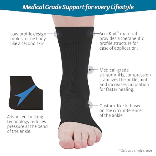medi Seamless Knit Ankle Support - sprains, rheumatic & osteoarthritis condition Black XXL