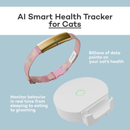 Catlog Health Tracker for Cats - Smart Cat Collar with Safety Breakaway Buckle for Indoor Cats, Wellness Alerts, Real-time Monitoring (Kimono (Ume),L)