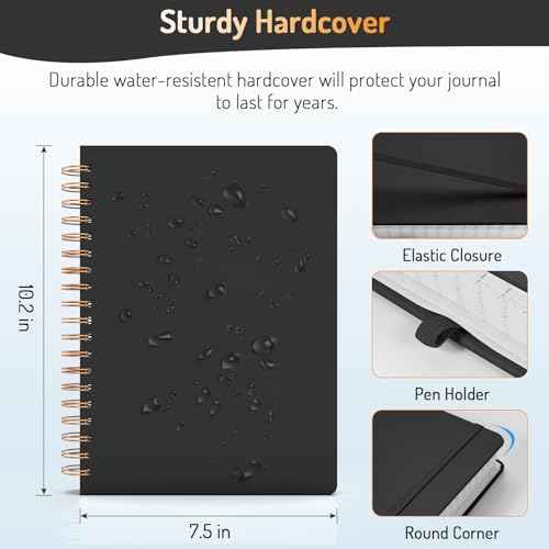 Forvencer Lined Spiral Journal Notebook with 300 Numbered Pages, B5 College Ruled Thick Journals for Writing with 100GSM Paper, Hardcover Notebooks with Contents for Work, School,olive green