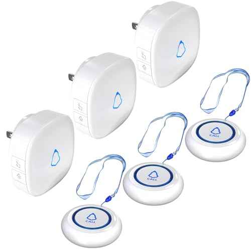 METAK Caregiver Pager Wireless Call Button for Elderly/Senior at Home, 3 Receiver + 3 Button, 1500FT 58 Ringtones Medical Life Alert System for Patients, Disabled, Nurses, Emergency Assistance, White