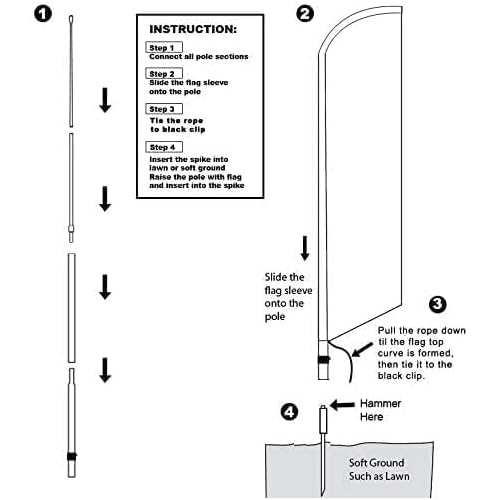 4 Less Co 15 Feet Tall Windless Swooper Flag Pole Hybrid Kit (Pole + Spike) hq15
