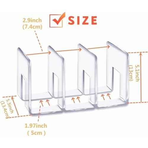 LUGUNU Clear Acrylic Purse Organizer - 3-Section Divider for Handbag Closet Storage - Durable Rack for Purses, Clutches More (Set of 4)
