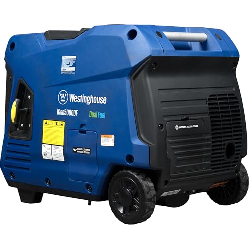 Westinghouse 5000 Peak Watt Super Quiet Dual Fuel Portable Inverter Generator, Remote Electric Start, Gas & Propane Powered, RV Ready 30A Outlet, Parallel Capable, Blue/Black