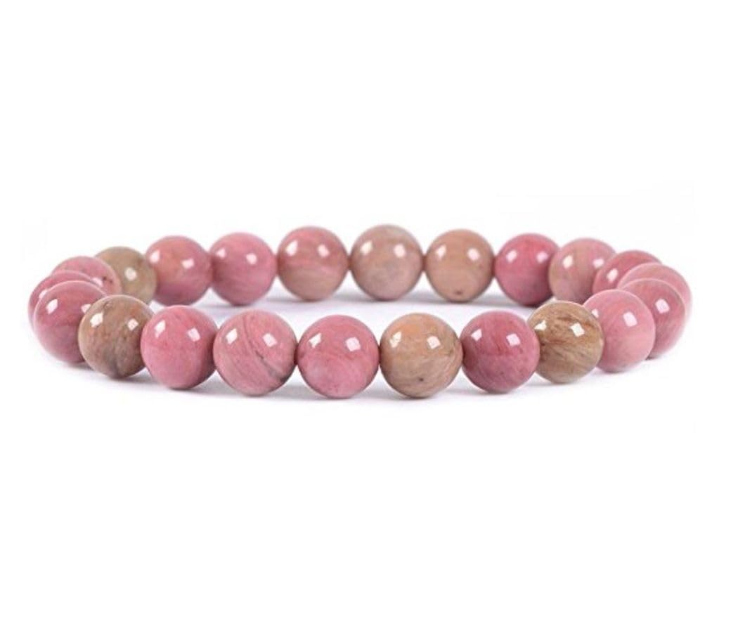Adabele Real Natural Pink Rhodonite Gemstone Beaded Bracelet 7 inch Stretch Chakra Healing Crystal Stone Jewelry Women Mom Gift GB8-5