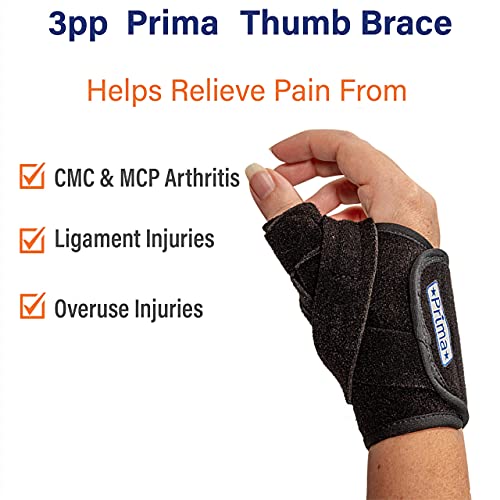3pp Prima Thumb Brace, Adjustable Brace for CMC Thumb Arthritis and Other Injuries, Right Hand, Size Small