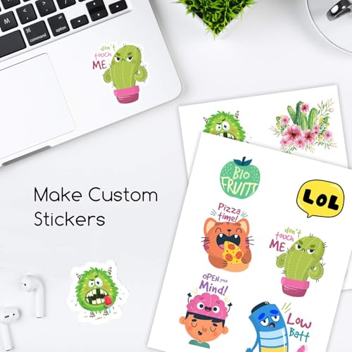 A-SUB 55 Sheets Vinyl Sticker Paper for Inkjet Printer - Glossy Printable Vinyl 8.5x11 Inch Waterproof Sticker Paper for DIY Any Decal You Like