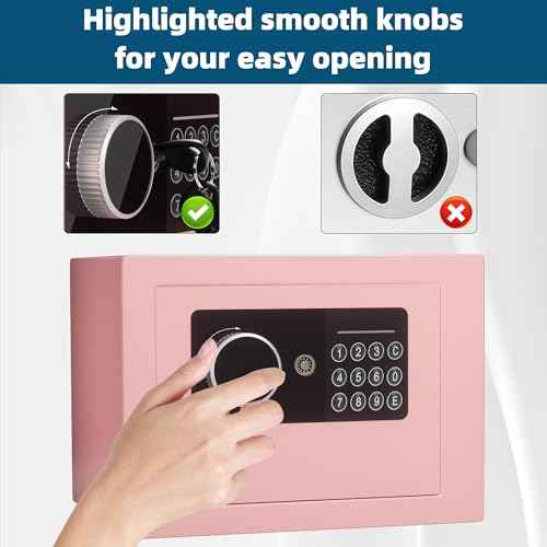 Digital Electronic Money Safe, Steel Security Lock Box with Keypad, Office Hotel Business Jewelry Gun Cash Safe, 0.23 Cubic Feet, 9.06" W x 6.69" D x 6.69" H£¨pink£©
