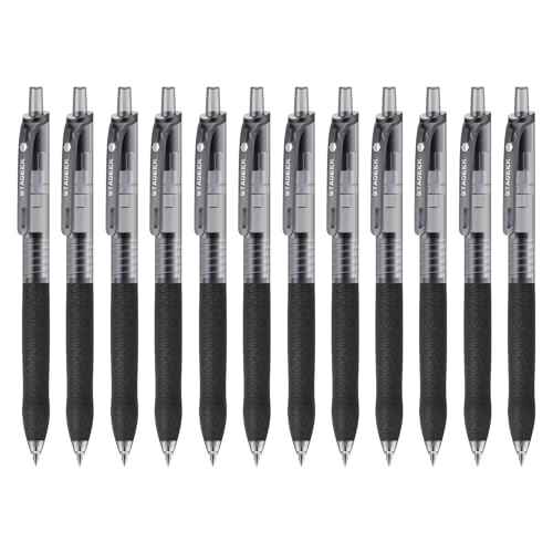 0.5mm Gel Pens Fine Point Smooth Writing Pens, 12PCS Black Ink Pens, Retractable Leather-Like Black Gel Pens, Business Gel Pen for Journaling, Writing, School, Office Use (Black)