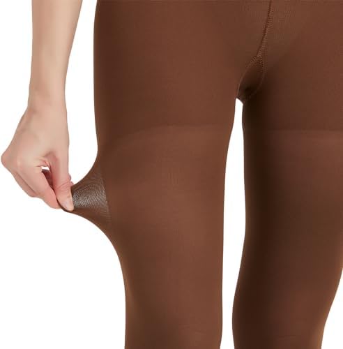 Plus Size 3X-Large Opaque Compression Pantyhose for Women 15-20 mmHg - Graduated Compression Tights with Open Toe for Post Surgery Recovery, Lymphedema, Swelling - Brown