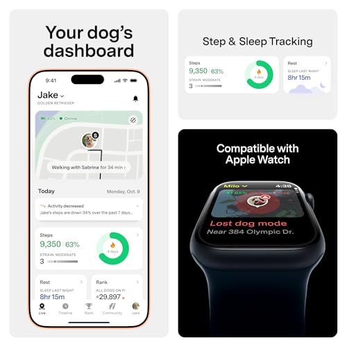 Fi Mini GPS Tracker for Dogs — 12-Month Membership Included — Smart Pet Tracking Collar Attachment — Lightweight, Virtual Fences, Escape Alerts, Step & Health, Waterproof