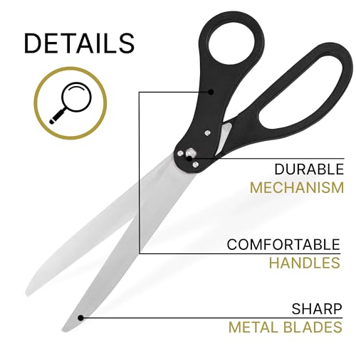 25 Inch Grand Opening Scissors Black ? Heavy Duty Scisors Giant Ribbon Cutting Scissors for Inauguration Ceremonies & Special Events 25'' Black Giant Scisors for Ribbon Cutting Ceremony
