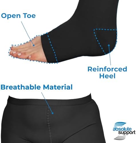 ABSOLUTE SUPPORT Extra Large Womens Compression Pantyhose 20-30mmHg with Open Toe - Plus Size Opaque Compression Tights for Women Swollen Veins, Venous Ulcers, Chronic Venous Insufficiency - 7X-Large