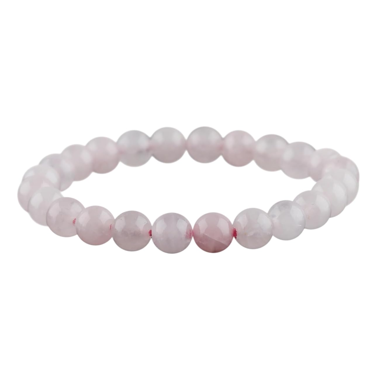CRYSTALIS Rose-Quartz Elastic Stretch Bracelet, Natural Beads, Chakra Healing Jewelry for Men & Women, Adjustable Bracelet, Gift Giving Dainty Bracelet, 7.25 to 7.50 inch