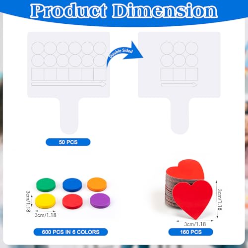 Lincia 50 Pcs Elkonin Box Phonemic Awareness Game - Magnetic Dry Erase Paddle Boards with Circle & Heart Magnets for Speech Therapy Phonics Preschool Science of Reading Classroom Must Have