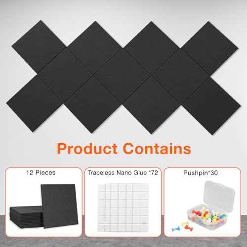 Large Cork Boards for Walls 48" x 36" 12 Pack Bulletin Boards Alternative Cork Board for Office Contains 72 Removable Security Stickers 30 Push Pins