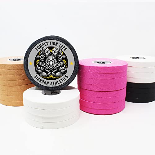 Bighorn Athletics Pro Series Jiu-Jitsu Finger Tape, 8-Rolls with Tin Holder, Enhanced Strength, Residue-Free (0.5-Inch, White)