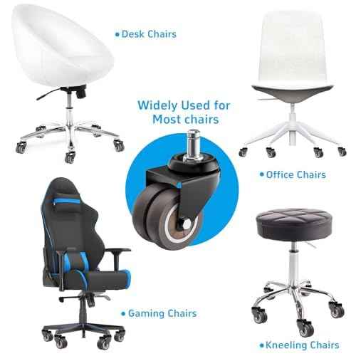2 Inch Office Chair Wheels (Set of 20), Heavy Duty Grey Rubber Chair Casters Replacement, Desk Chair Wheels for Hardwood Floors and Carpet, Smooth & Quiet Universal Fit for Most Chairs(20 Pack)
