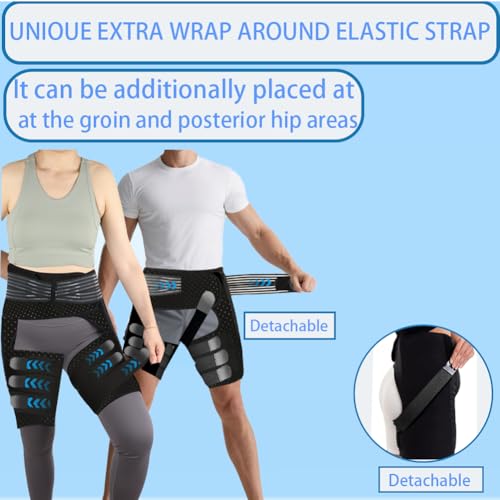 Thigh Compression Sleeve | Hip Sciatica Pain Relief Device Brace | Hamstring & Groin Compression Sleeve Wrap for Sciatic Nerve Relief | Hip Support Brace for Women & Men (1, Small)