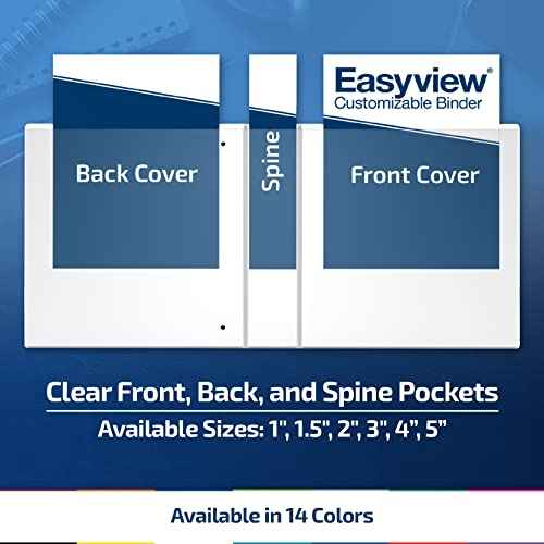 Easyview Premium 2-Inch D-Ring Binders with Clear-View Covers, Spreadsheet-View Binders for School, Office, or Home, 11 Inches by 17 Inches, Pack of 2, 2", White