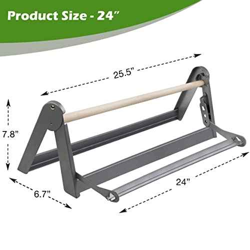 24in Wrapping Paper Roll Cutter - Holder Dispenser for Butcher Freezer Craft Paper Rolls with Updated Serrated Blade for Gift Wrap. Non-Slip Cutting Tool for Kitchen, Craft Room-Set on Tabletop
