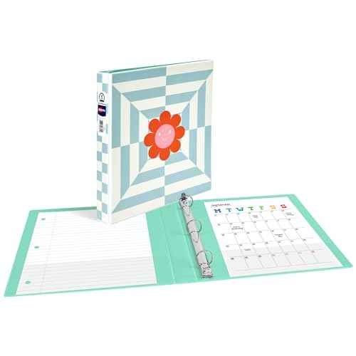 Avery 3 Ring Binder, 1 Inch Round Rings, Retro Collection, Flower Power (26802)