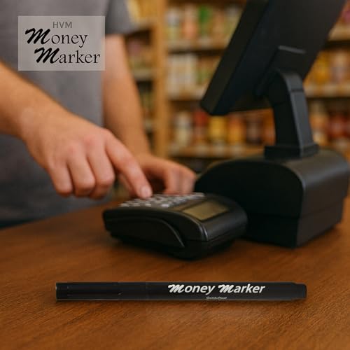 HVM Counterfeit Money Detector Pen (18 Counterfeit Pens) - Money Marker Bill Detector Pen with Upgraded Chisel Tip - Detect Fake Bills, Universal False Currency Checker Pack