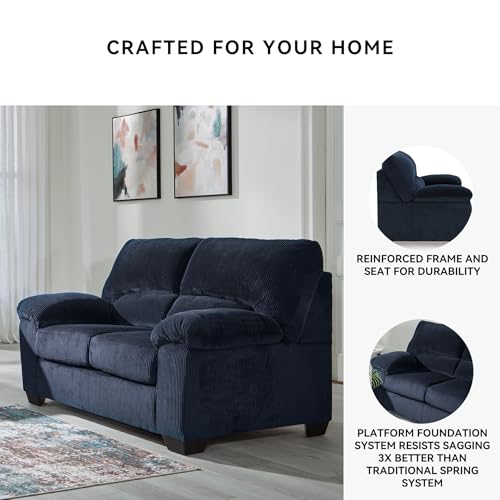 Signature Design by Ashley SimpleJoy Contemporary Loveseat for Living Room, Blue