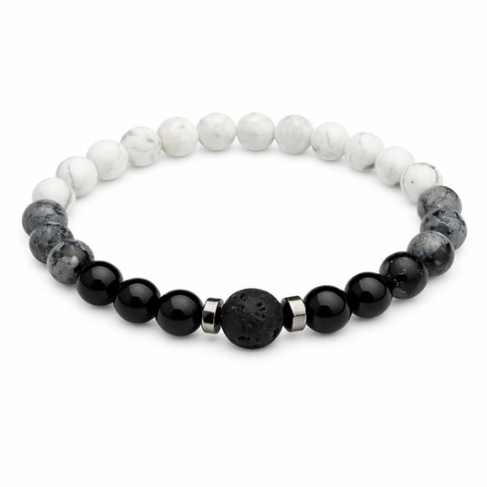 TEJO Natural Stone Beaded Bracelet – Handmade Energy Healing Bracelet for Men & Women, Yoga Chakra Jewelry Gift (Yin Yang Black & White Beaded Bracelet – Unisex, 7 inches)