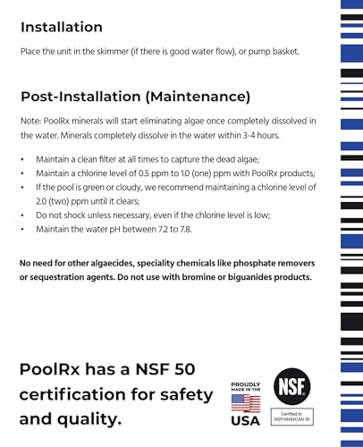 PoolRx Pool Unit #101001 6 Month Algaecide Blue Treats 7.5k-20k gallons, Single