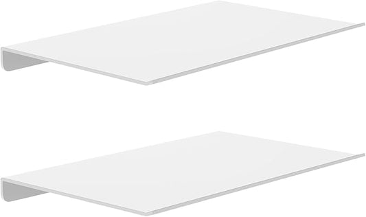 MKO 8" Small Floating Shelves for Wall, Metal Wall Mounted Shelf for Bathroom, Bedroom, Living Room, Kitchen, Little Hanging Shelves for Books/Storage/Room Decor 2 Packs, White